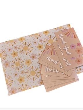 Poly Mailers (25) + Thank You Post Cards (25) Set Sunshine Floral Spring 10x13